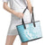 Polynesian Turquoise Plumeria Lei Leather Tote Bag with Hammerhead Shark