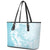 Polynesian Turquoise Plumeria Lei Leather Tote Bag with Hammerhead Shark