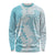 Polynesian Turquoise Plumeria Lei Long Sleeve Shirt with Hammerhead Shark