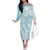 Polynesian Turquoise Plumeria Lei Off The Shoulder Long Sleeve Dress with Hammerhead Shark