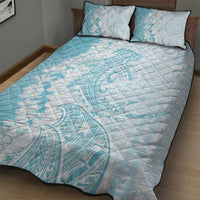 Polynesian Turquoise Plumeria Lei Quilt Bed Set with Hammerhead Shark LT7 - Polynesian Pride