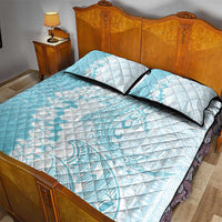 Polynesian Turquoise Plumeria Lei Quilt Bed Set with Hammerhead Shark LT7 - Polynesian Pride