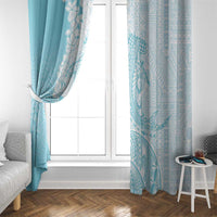 Polynesian Turquoise Plumeria Lei Window Curtain with Hammerhead Shark LT7 - Polynesian Pride