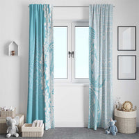 Polynesian Turquoise Plumeria Lei Window Curtain with Hammerhead Shark LT7 - Polynesian Pride