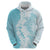 Polynesian Turquoise Plumeria Lei Zip Hoodie with Hammerhead Shark