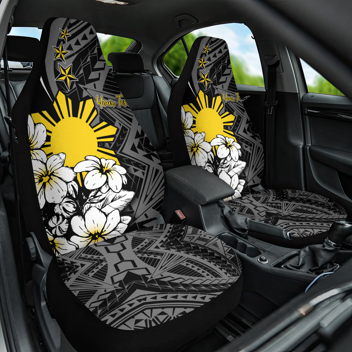 Philippines Sampaguita Personalised Car Seat Cover Women's Day LT7 One Size Black - Polynesian Pride