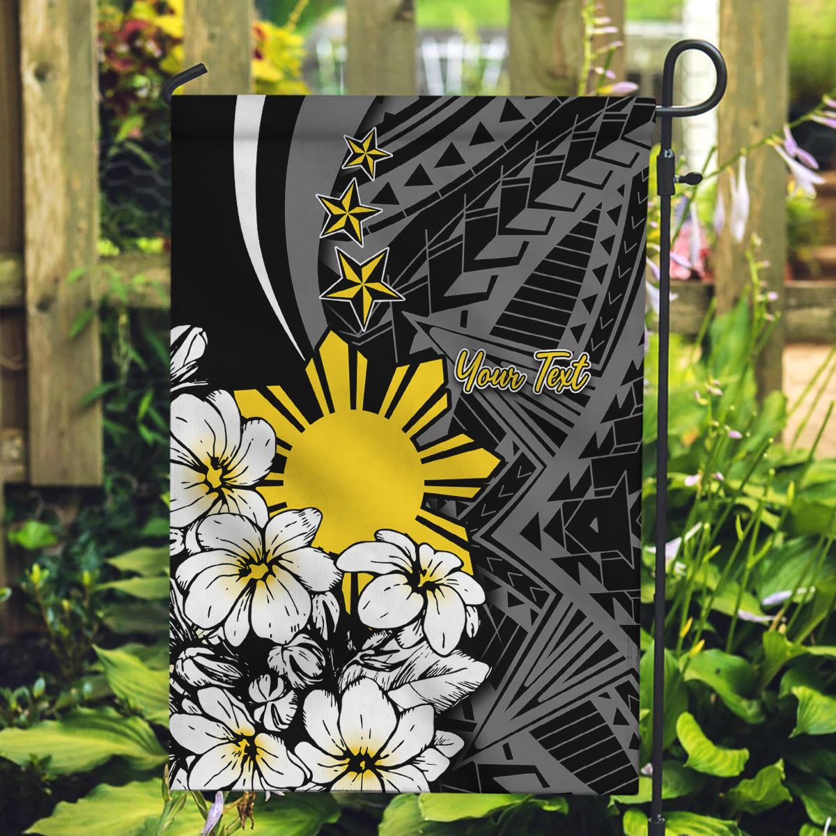 Philippines Sampaguita Personalised Garden Flag Women's Day LT7 Garden Flag Black - Polynesian Pride
