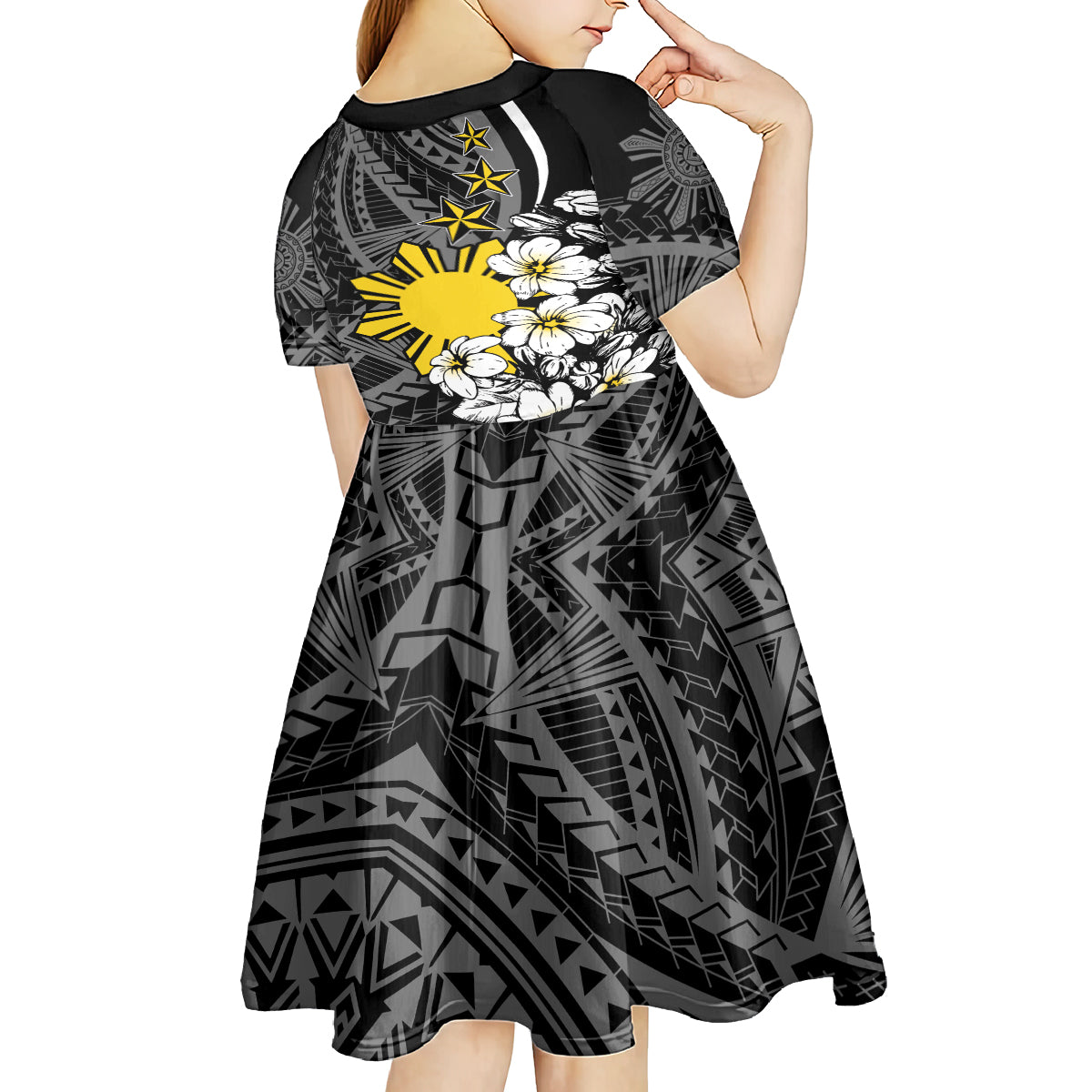 Philippines Sampaguita Personalised Kid Short Sleeve Dress Women's Day LT7 - Polynesian Pride