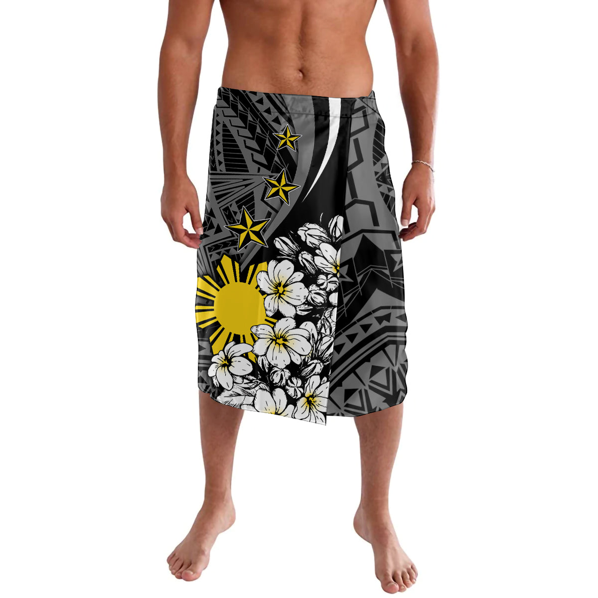 Philippines Sampaguita Lavalava Women's Day LT7 Black - Polynesian Pride