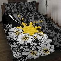 Philippines Sampaguita Personalised Quilt Bed Set Women's Day LT7 Black - Polynesian Pride