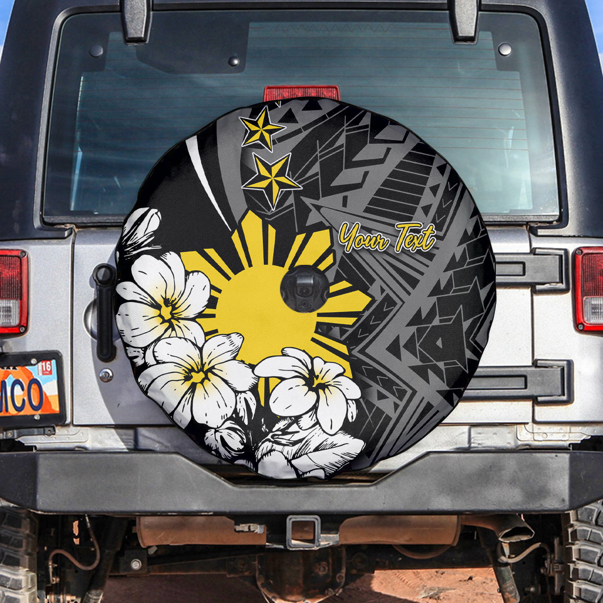 Philippines Sampaguita Personalised Spare Tire Cover Women's Day LT7 Black - Polynesian Pride