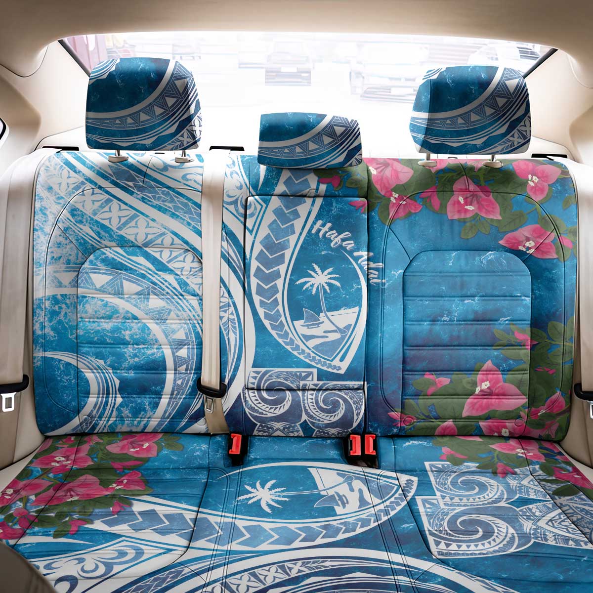 Hafa Adai Guam Back Car Seat Cover Crystal Waves LT7 - Polynesian Pride