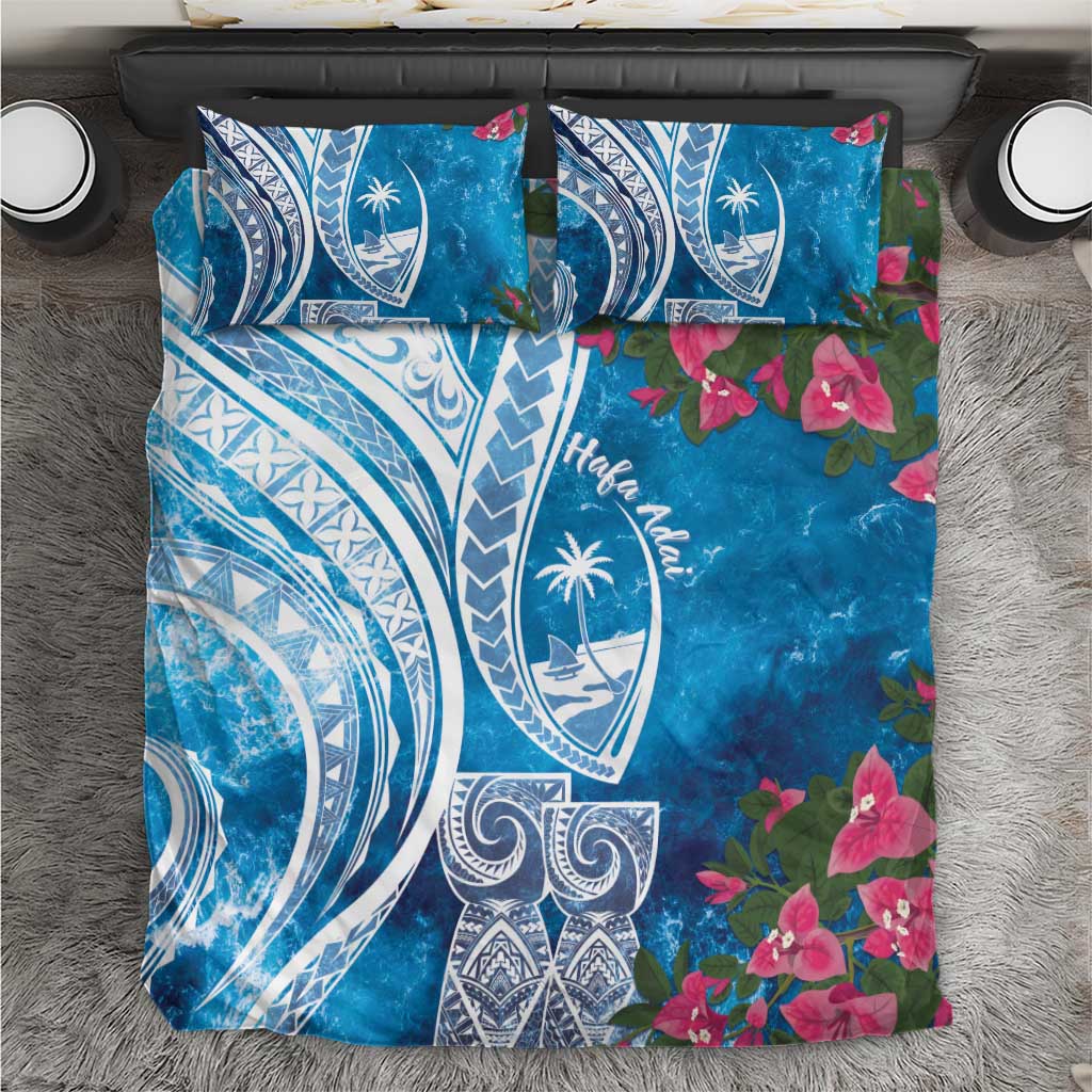 Hafa Adai Guam Bedding Set Crystal Waves LT7 Blue - Polynesian Pride
