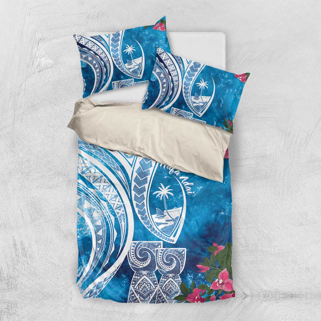 Hafa Adai Guam Bedding Set Crystal Waves LT7 US Twin 172cm x 218cm Blue - Polynesian Pride