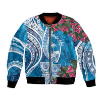 Hafa Adai Guam Bomber Jacket Crystal Waves LT7 Unisex Blue - Polynesian Pride