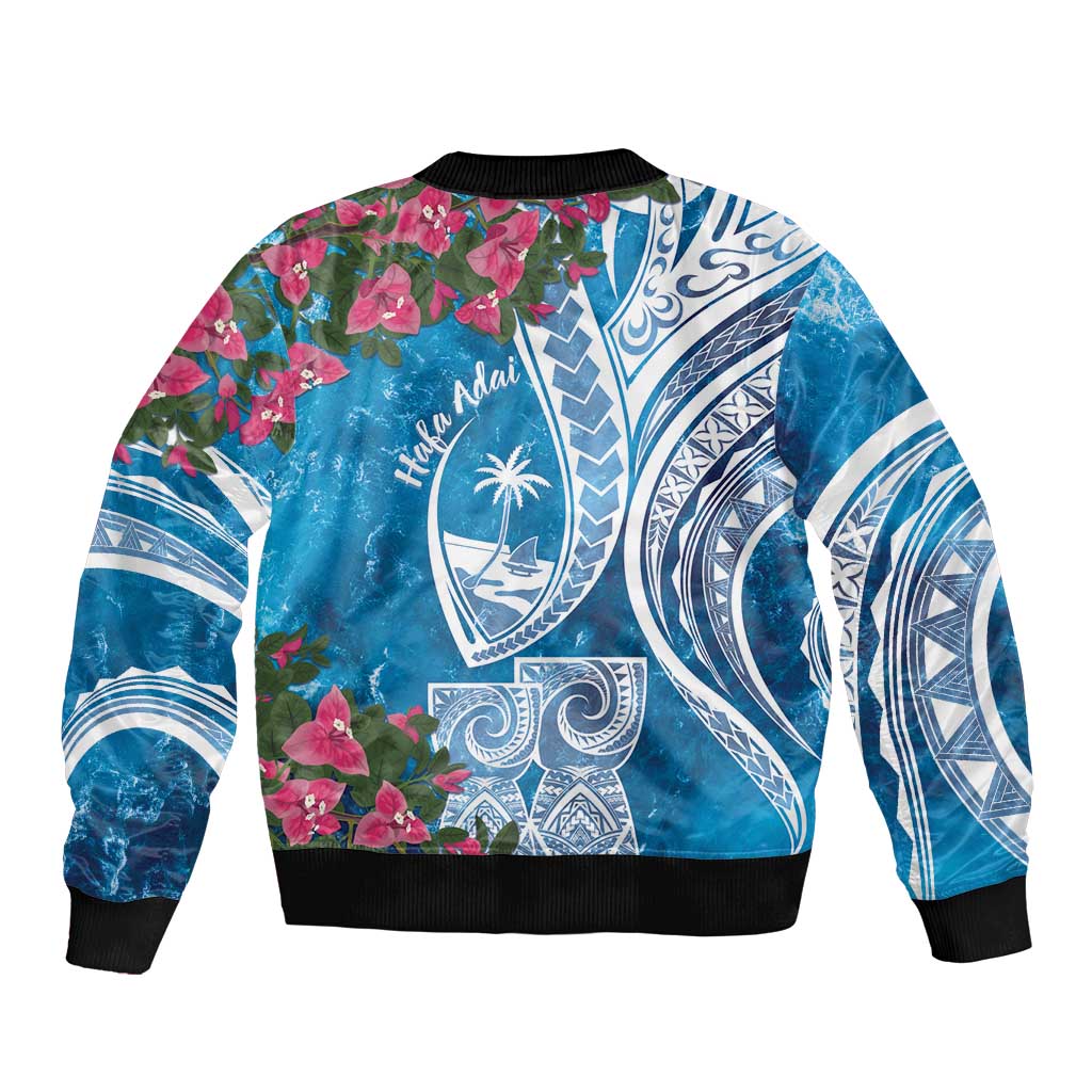 Hafa Adai Guam Bomber Jacket Crystal Waves LT7 - Polynesian Pride