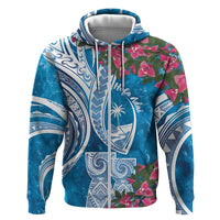 Hafa Adai Guam Hoodie Crystal Waves LT7 Zip Hoodie Blue - Polynesian Pride