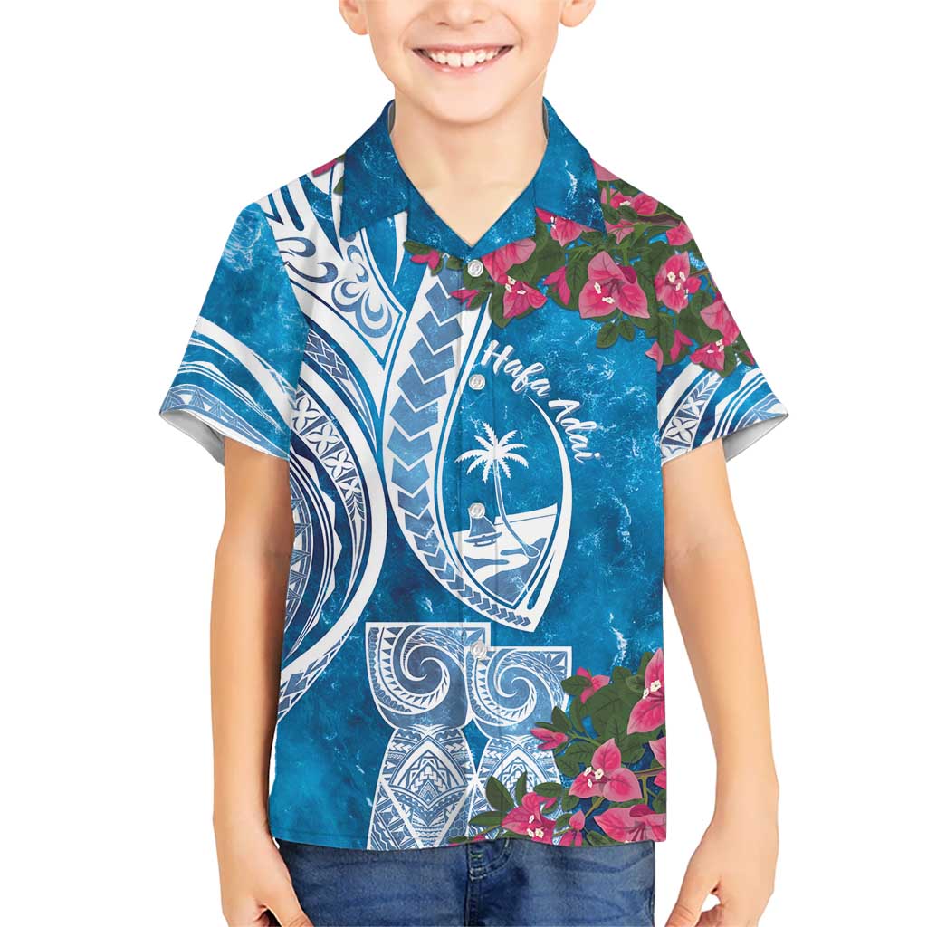 Hafa Adai Guam Kid Hawaiian Shirt Crystal Waves LT7 Kid Blue - Polynesian Pride