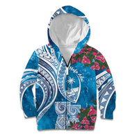 Hafa Adai Guam Kid Hoodie Crystal Waves LT7 Zip Hoodie Blue - Polynesian Pride