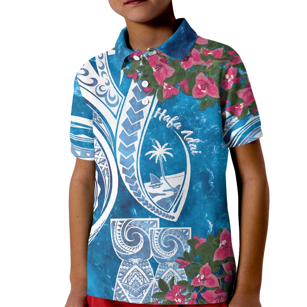Hafa Adai Guam Kid Polo Shirt Crystal Waves LT7 Kid Blue - Polynesian Pride
