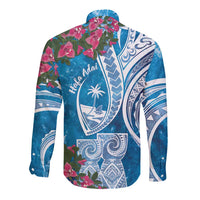 Hafa Adai Guam Long Sleeve Button Shirt Crystal Waves LT7 - Polynesian Pride
