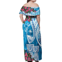 Hafa Adai Guam Off Shoulder Maxi Dress Crystal Waves LT7 - Polynesian Pride