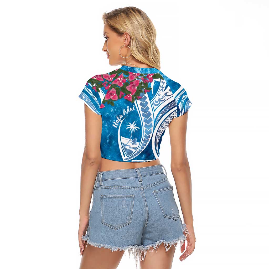 Hafa Adai Guam Raglan Cropped T Shirt Crystal Waves LT7 - Polynesian Pride