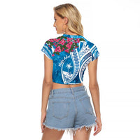 Hafa Adai Guam Raglan Cropped T Shirt Crystal Waves LT7 - Polynesian Pride