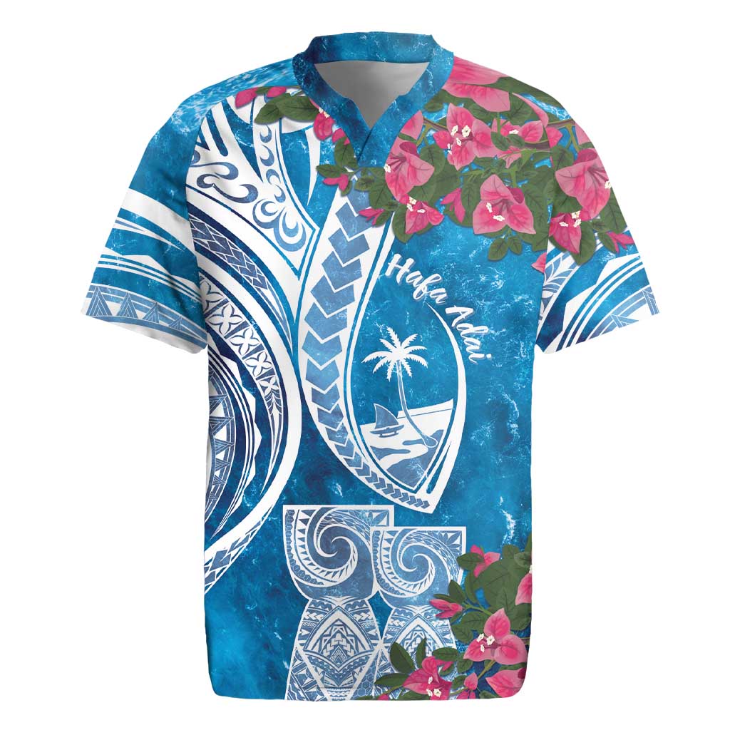 Hafa Adai Guam Rugby Jersey Crystal Waves LT7 Blue - Polynesian Pride