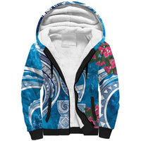 Hafa Adai Guam Sherpa Hoodie Crystal Waves LT7 Unisex Blue - Polynesian Pride
