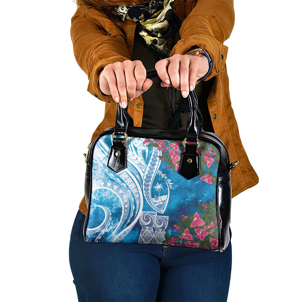 Hafa Adai Guam Shoulder Handbag Crystal Waves LT7 One Size Blue - Polynesian Pride