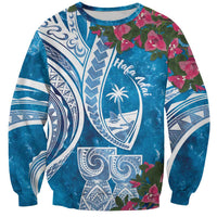 Hafa Adai Guam Sweatshirt Crystal Waves LT7 Unisex Blue - Polynesian Pride