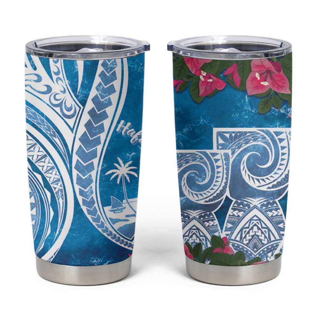 Hafa Adai Guam Tumbler Cup Crystal Waves LT7 Blue - Polynesian Pride
