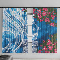 Hafa Adai Guam Window Curtain Crystal Waves LT7 With Hooks Blue - Polynesian Pride