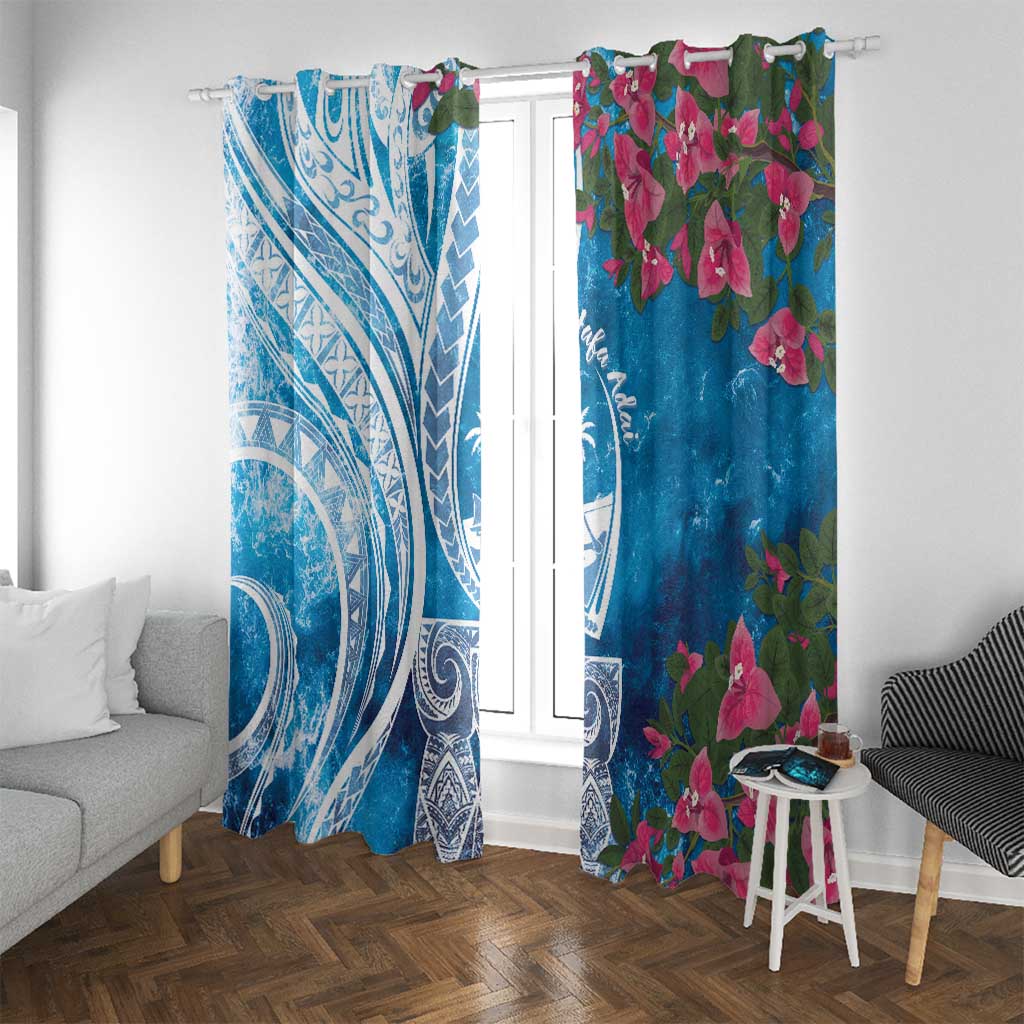 Hafa Adai Guam Window Curtain Crystal Waves LT7 With Grommets Blue - Polynesian Pride