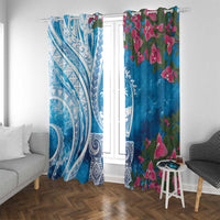 Hafa Adai Guam Window Curtain Crystal Waves LT7 With Grommets Blue - Polynesian Pride