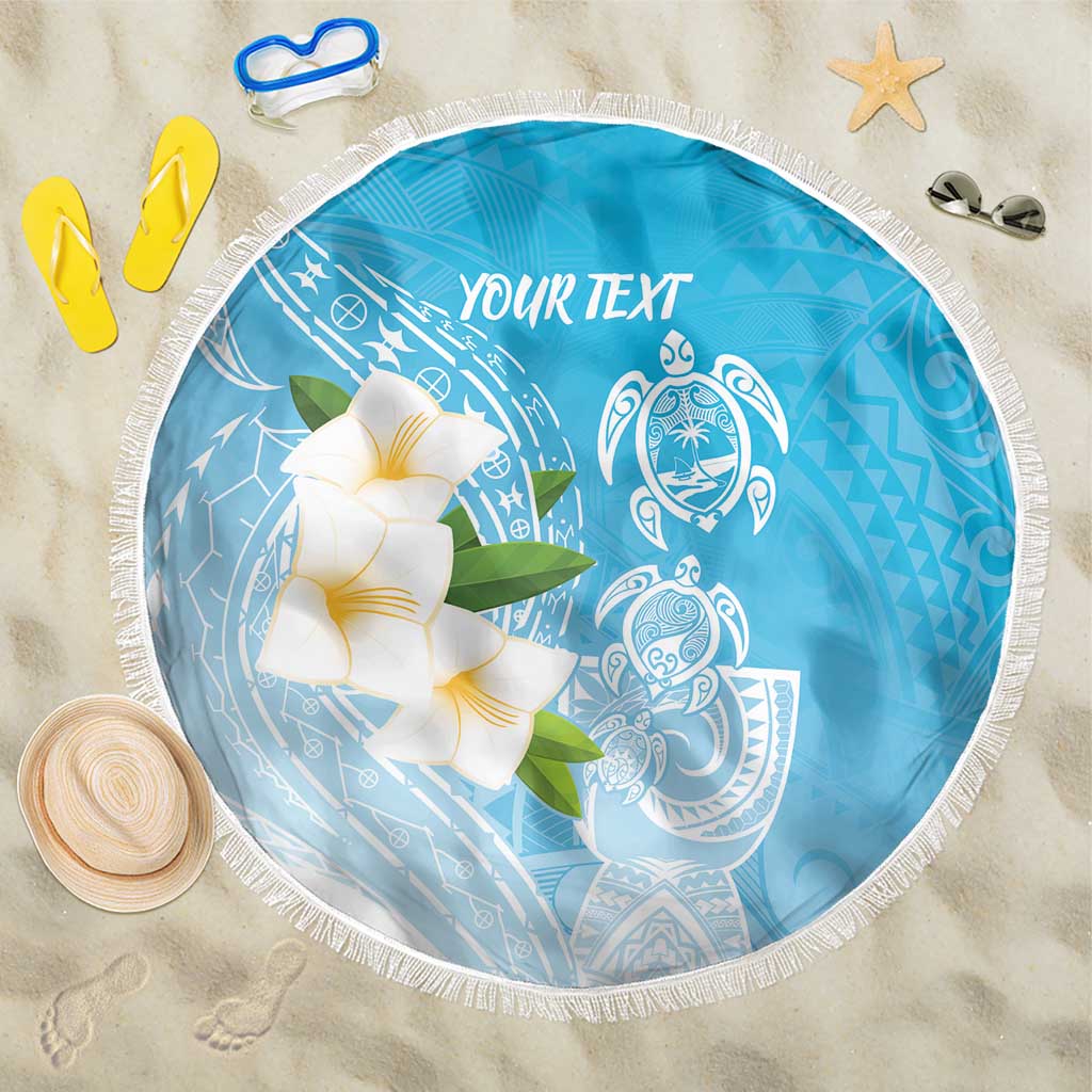 Personalized Guam Chamorro Beach Blanket Turtles and Guasali Flowers LT7 One Size 150cm Turquoise - Polynesian Pride