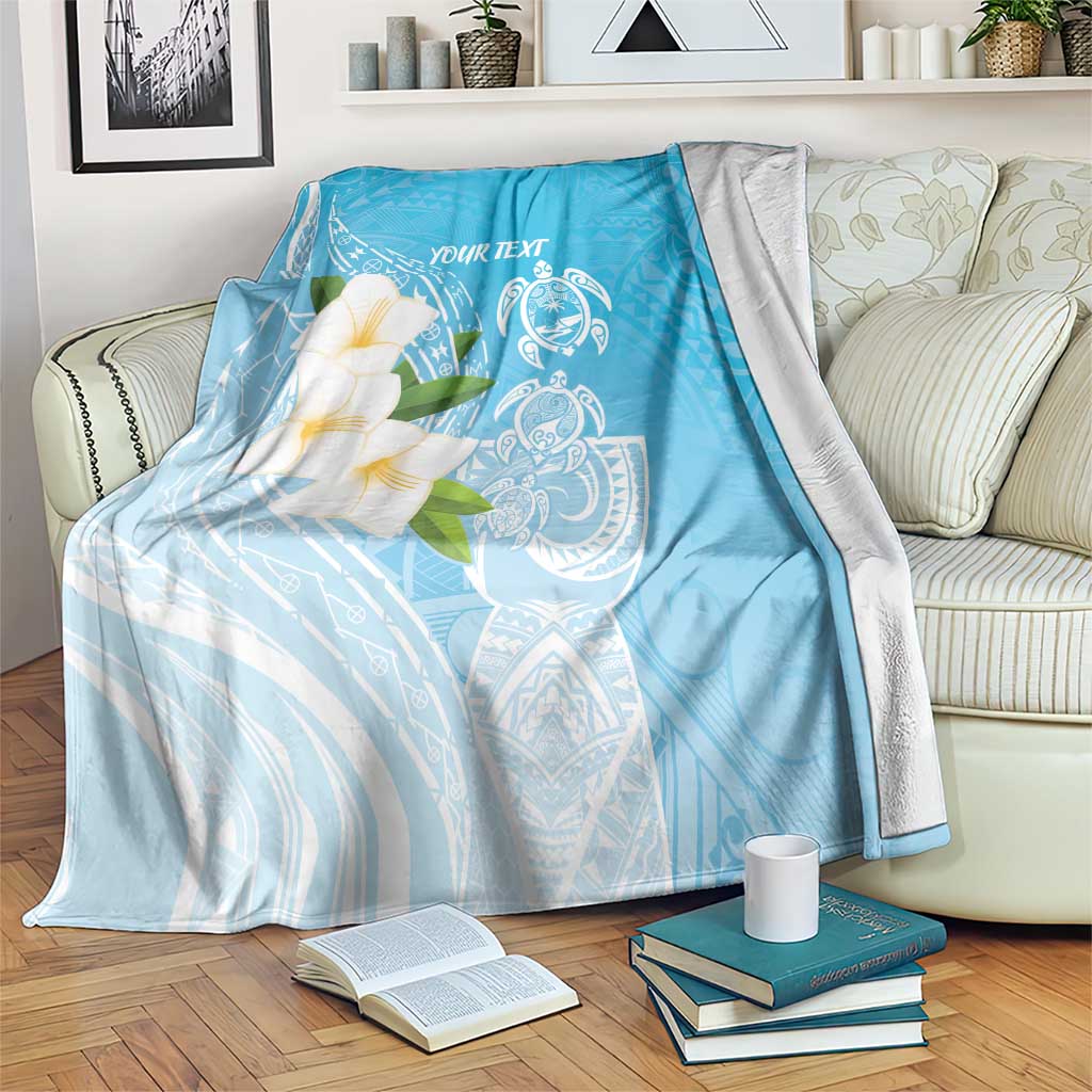 Personalized Guam Chamorro Blanket Turtles and Guasali Flowers LT7 Turquoise - Polynesian Pride