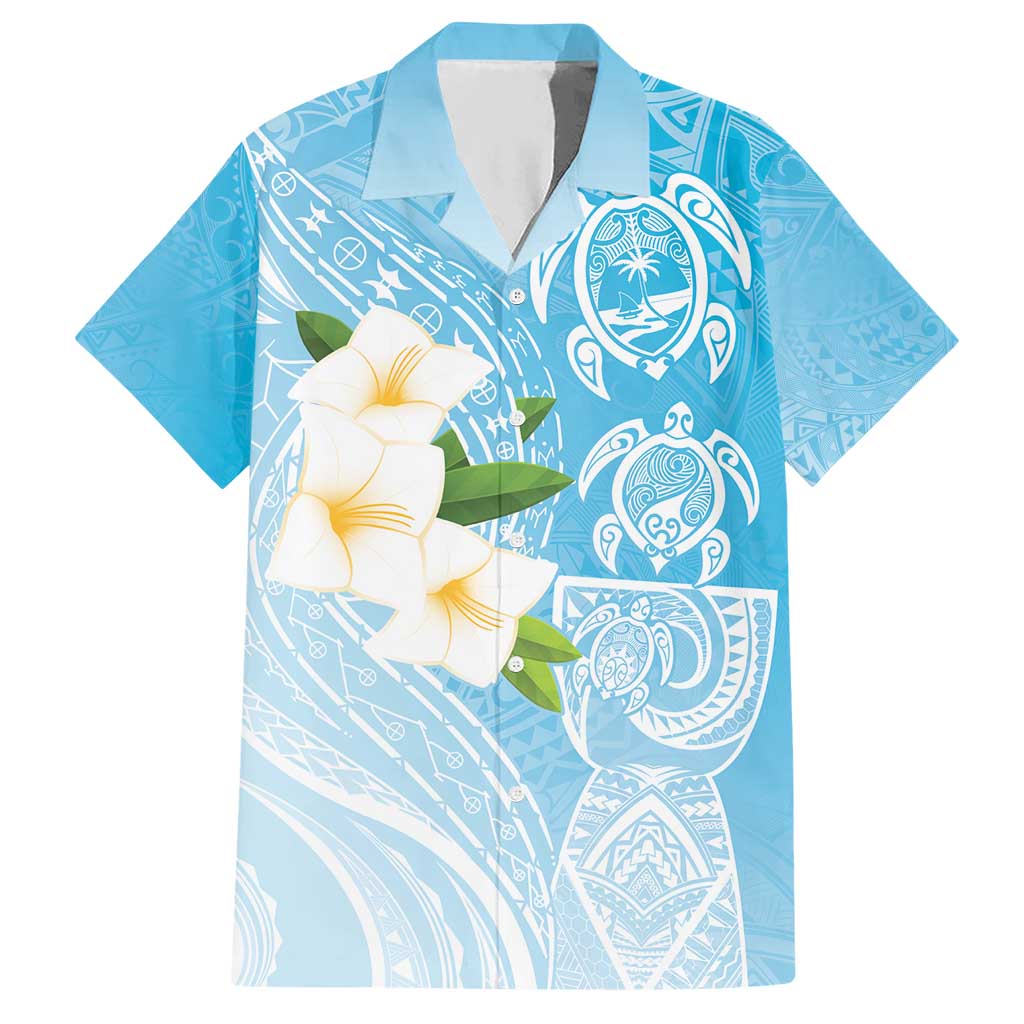 Personalized Guam Chamorro Hawaiian Shirt Turtles and Guasali Flowers LT7 Turquoise - Polynesian Pride