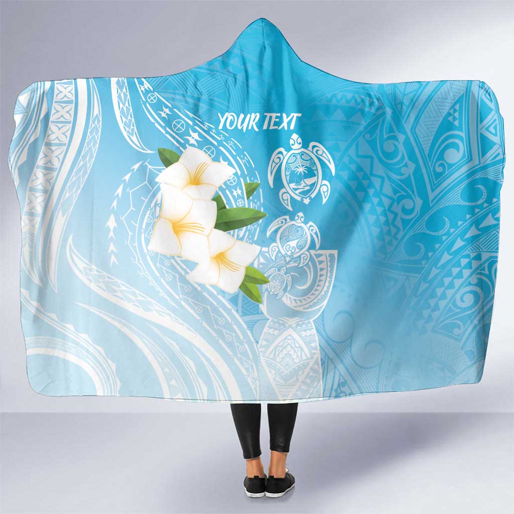 Personalized Guam Chamorro Hooded Blanket Turtles and Guasali Flowers LT7 One Size Turquoise - Polynesian Pride