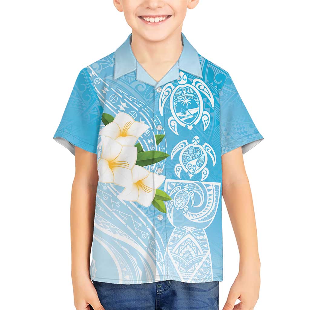 Personalized Guam Chamorro Kid Hawaiian Shirt Turtles and Guasali Flowers LT7 Kid Turquoise - Polynesian Pride