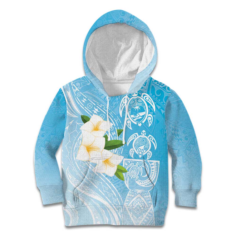 Personalized Guam Chamorro Kid Hoodie Turtles and Guasali Flowers LT7 Hoodie Turquoise - Polynesian Pride