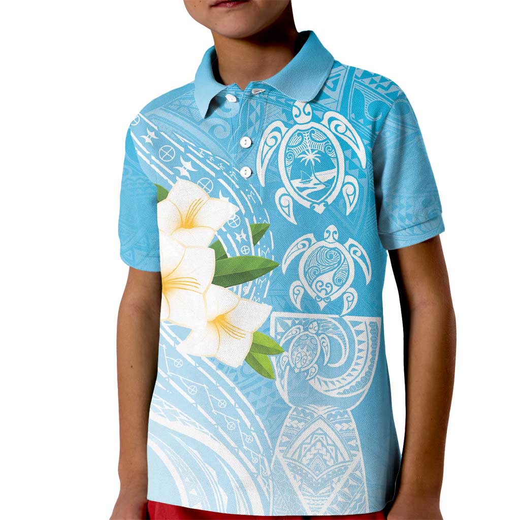 Personalized Guam Chamorro Kid Polo Shirt Turtles and Guasali Flowers LT7 Kid Turquoise - Polynesian Pride