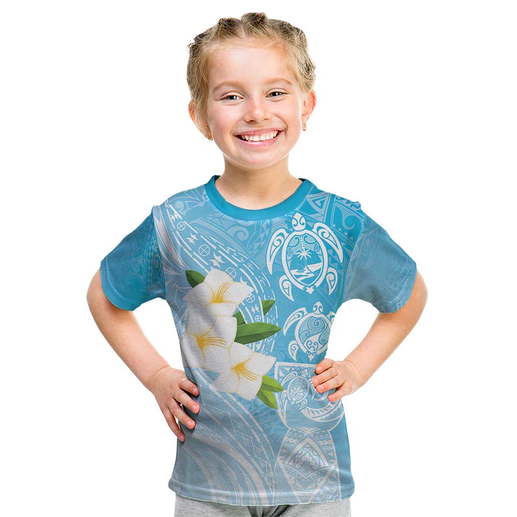 Personalized Guam Chamorro Kid T Shirt Turtles and Guasali Flowers LT7 Turquoise - Polynesian Pride