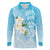 Personalized Guam Chamorro Long Sleeve Polo Shirt Turtles and Guasali Flowers