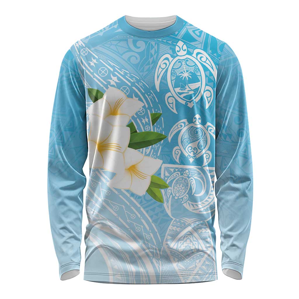 Personalized Guam Chamorro Long Sleeve Shirt Turtles and Guasali Flowers LT7 Unisex Turquoise - Polynesian Pride