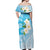 Personalized Guam Chamorro Off Shoulder Maxi Dress Turtles and Guasali Flowers