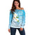 Personalized Guam Chamorro Off Shoulder Sweater Turtles and Guasali Flowers