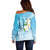 Personalized Guam Chamorro Off Shoulder Sweater Turtles and Guasali Flowers