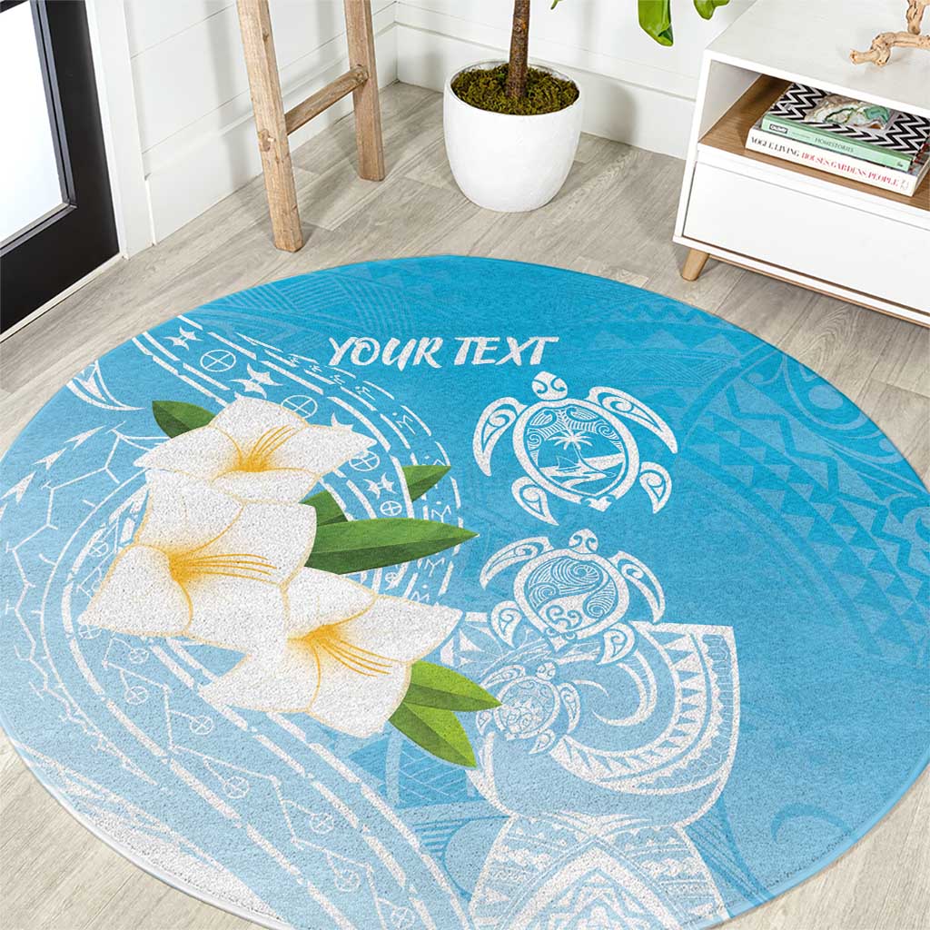 Personalized Guam Chamorro Round Carpet Turtles and Guasali Flowers LT7 Turquoise - Polynesian Pride